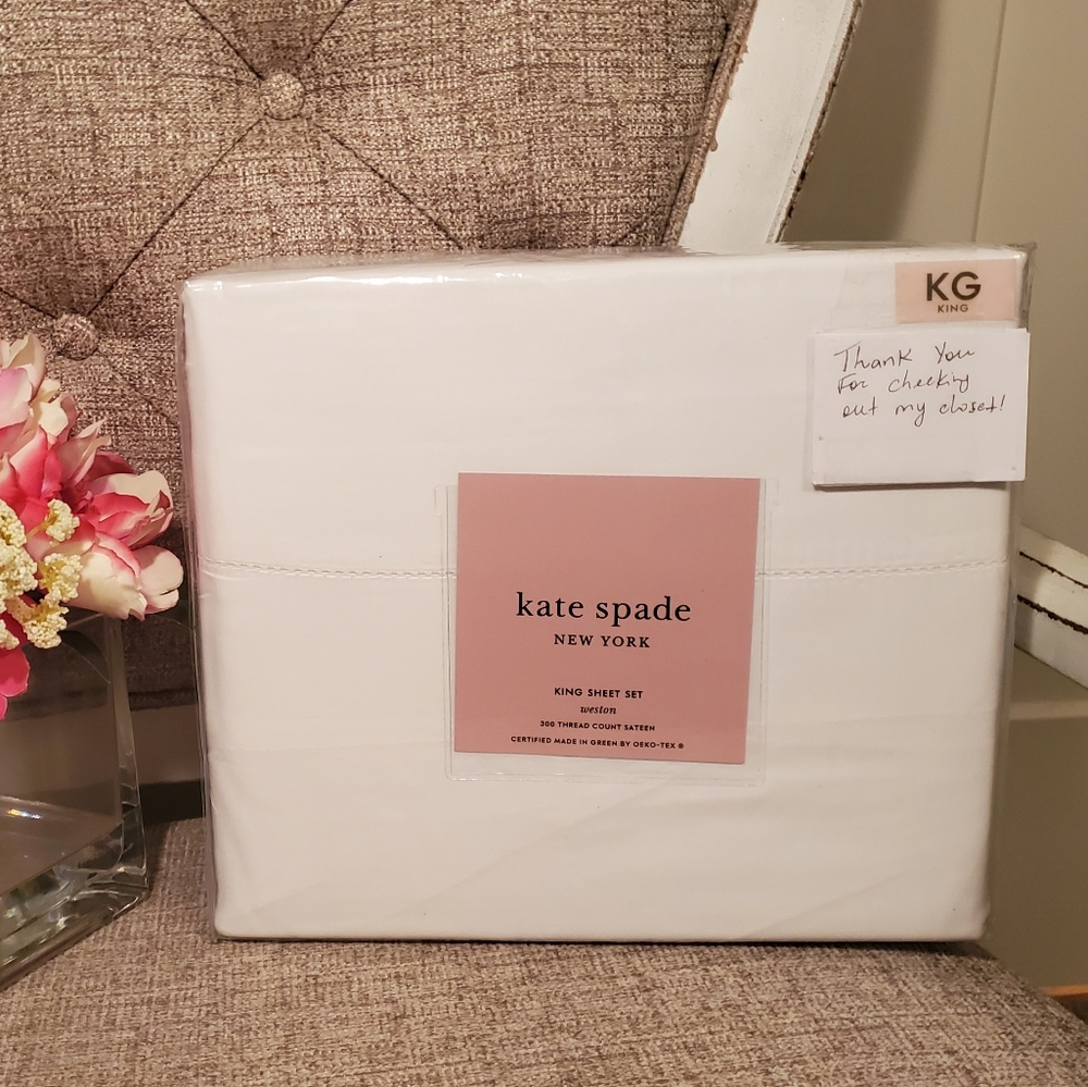Kate Spade 4 Piece King Sheet Set White
